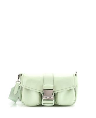 Б/у сумка через плечу Prada с пряжкой из лакированной кожи Spazzolato и ткани Tessuto
