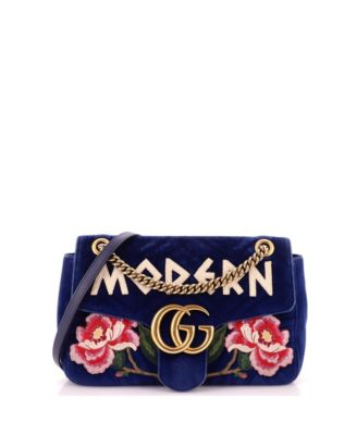 Сумка Pre-Owned Gucci Medium GG Marmont с клапаном из вышитого бархата мателасе