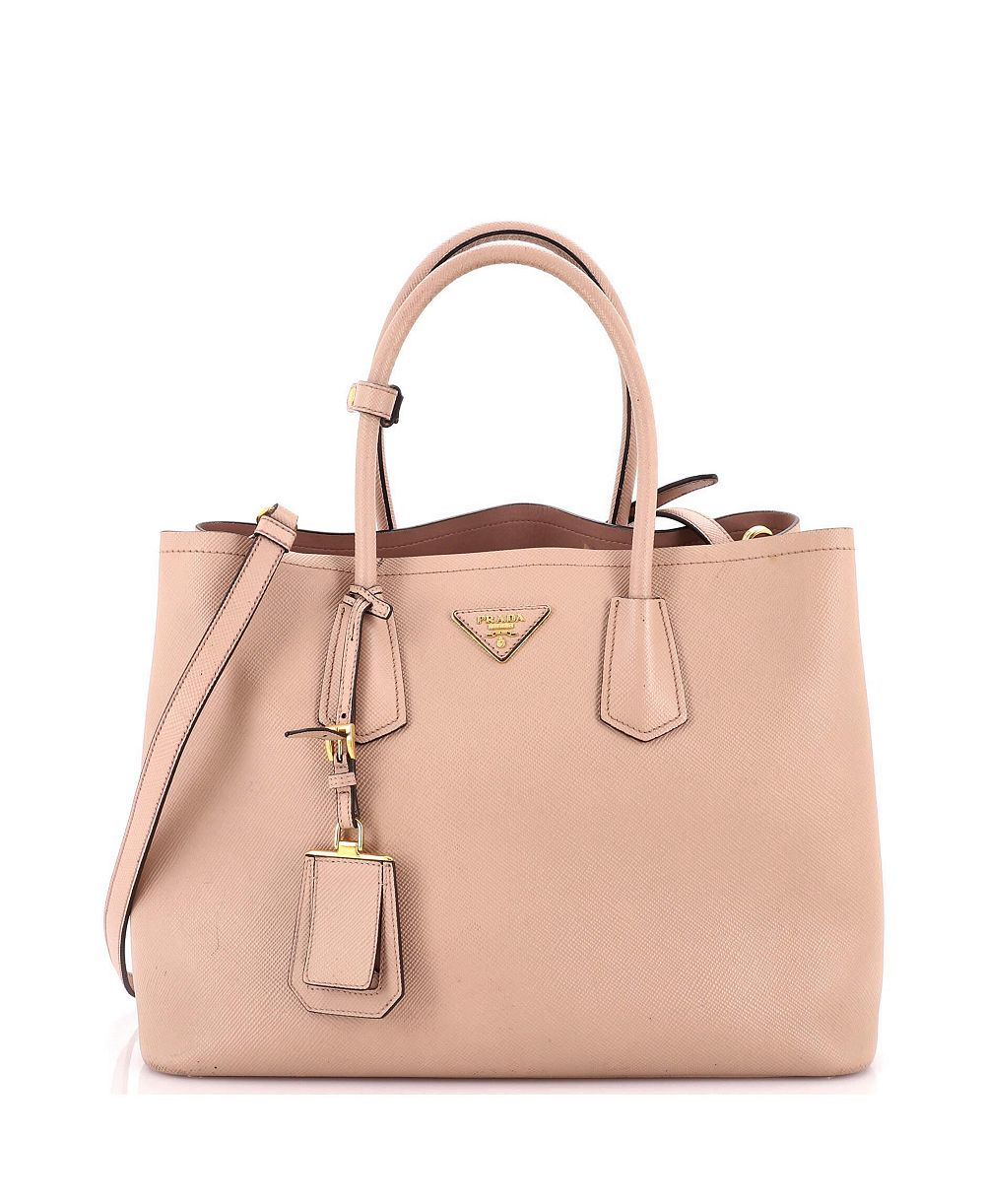 Pre-Owned Prada Medium Cuir Double Tote Saffiano Leather