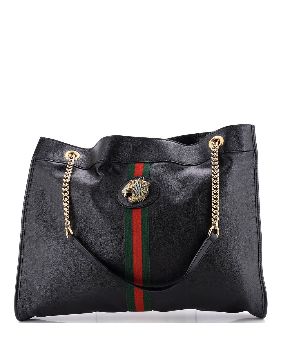 Б/у большая кожаная сумка-тоут Gucci Large Rajah Chain