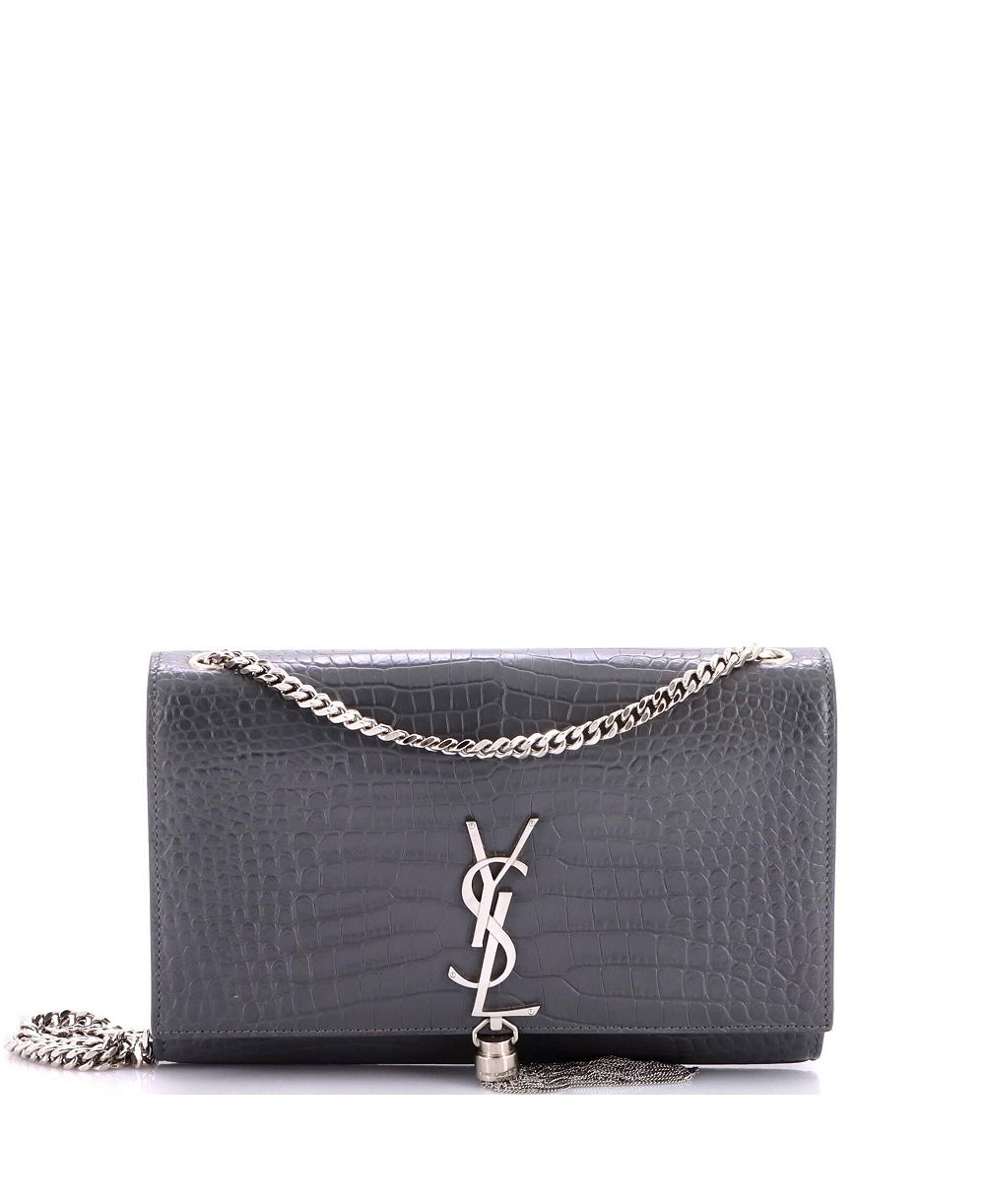 Pre-Owned Saint Laurent Medium Classic Monogram Tassel Crossbody Bag Embossed Leather