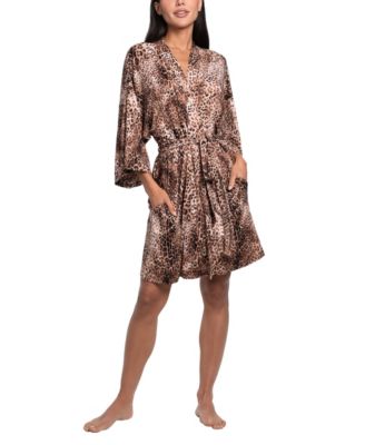 Linea Donatella Women's Leopard-Print Kimono Wrap Robe