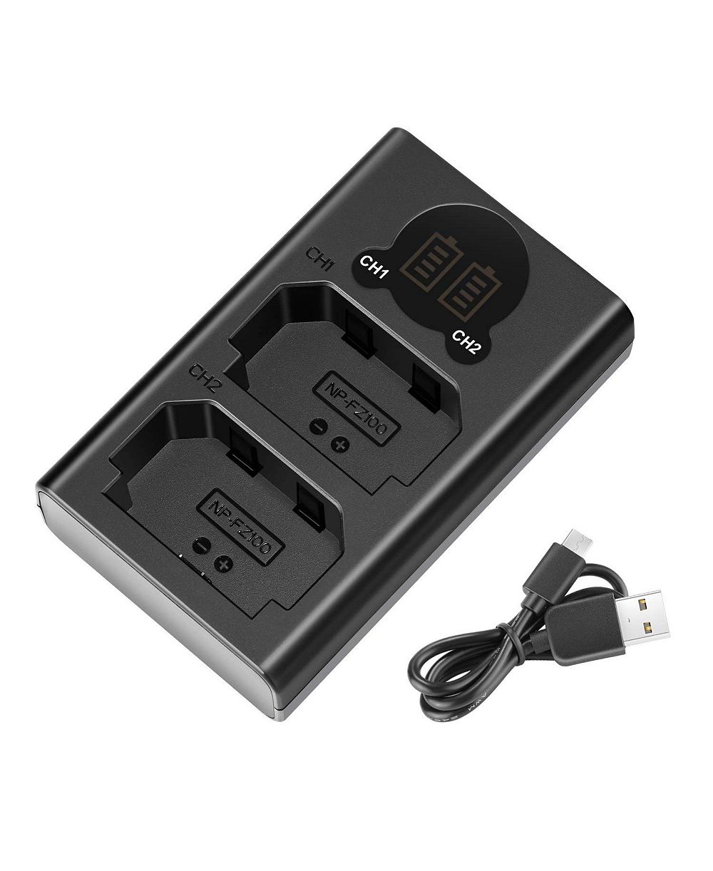 Neewer NP-FZ100 Dual Charging Slots with LCD Screen Battery Charger for Sony NP-F-Series Devices
