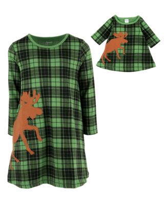 Green/black plaid reindeer