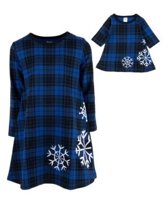 Navy blue/black plaid snowflake