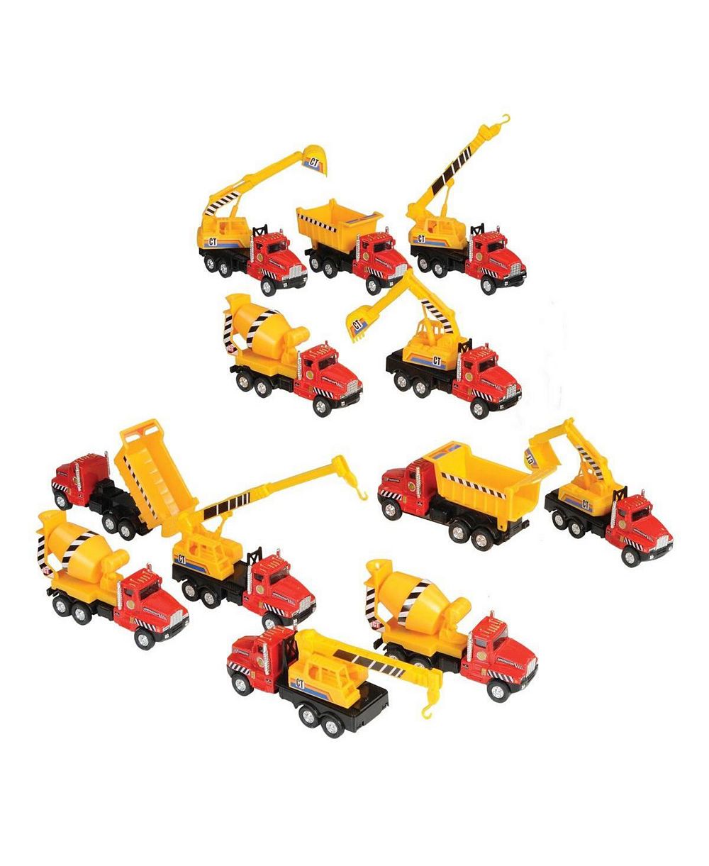 U.S. Toy Mighty Builders Pullback Moveable-Parts Construction Vehicles, 12-Piece Set