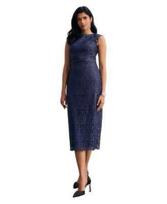 The Fold Women's Valencia Lace Scalloped Fit-and-Flare Midi Dress