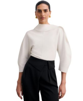 The Fold Women's Riesi Asymmetric-Neck 3/4-Sleeve Knit Top