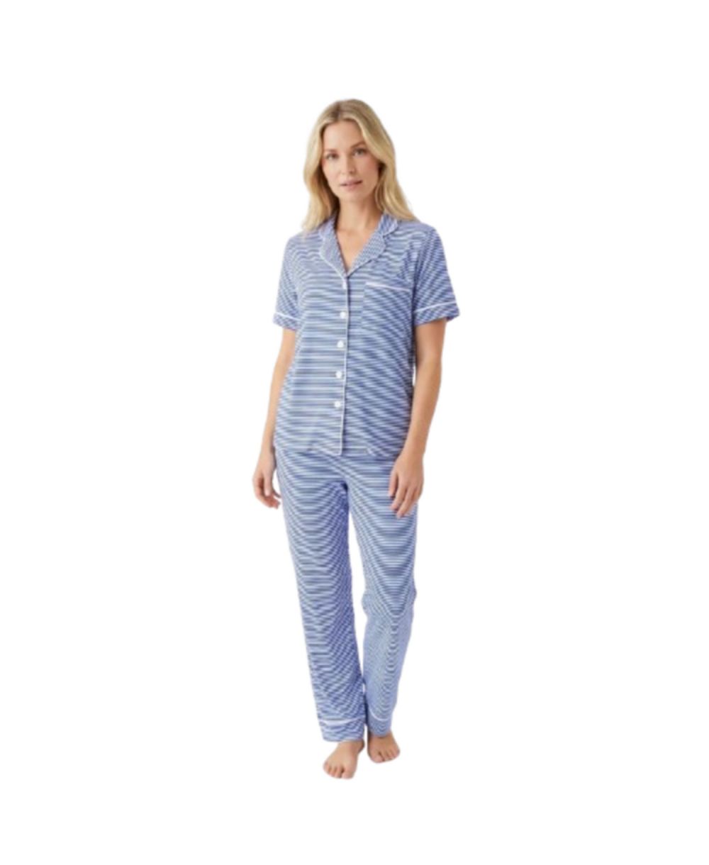 Motette Women's Cobalt Stripe Matching Family Short-Sleeve Pajama Set