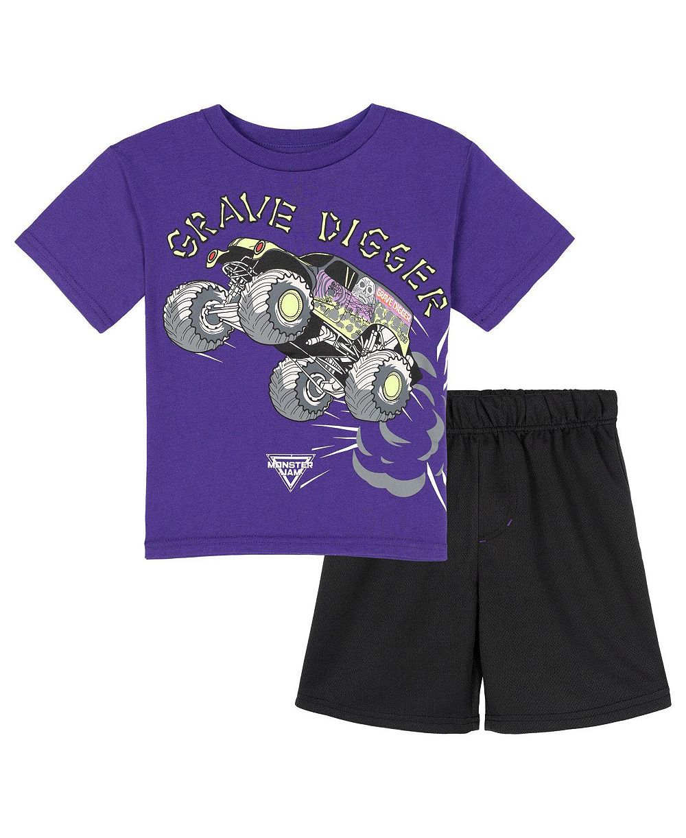 Monster Jam Boys' 4-20 Graphic Athletic T-Shirt and Shorts, 2-Piece Set