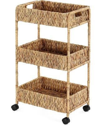 Tribesigns Water Hyacinth 3-Tier Rolling Storage Cart with Wheels