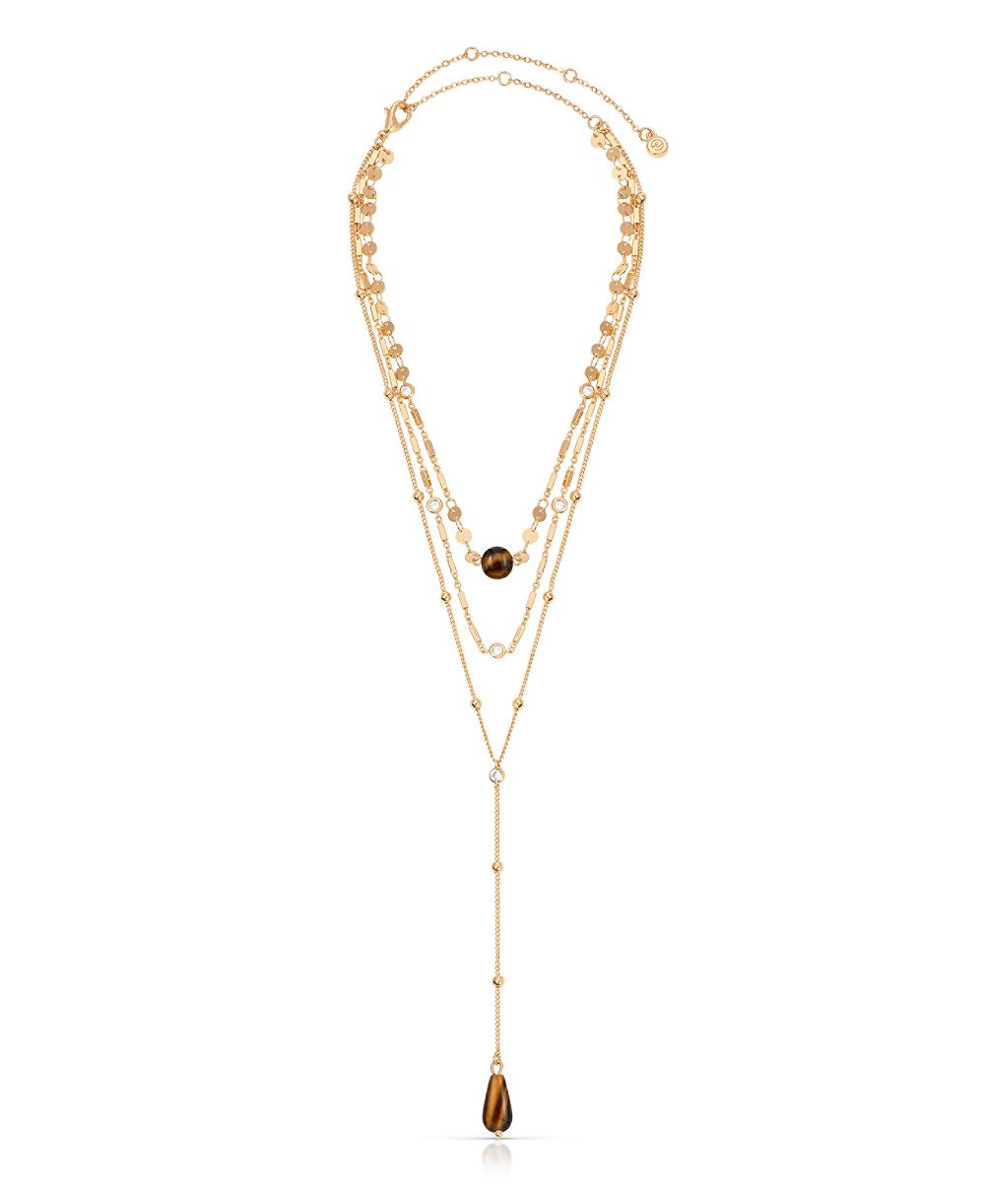Колье ETTIKA с тигровым глазом Forever Falling, позолота 18k