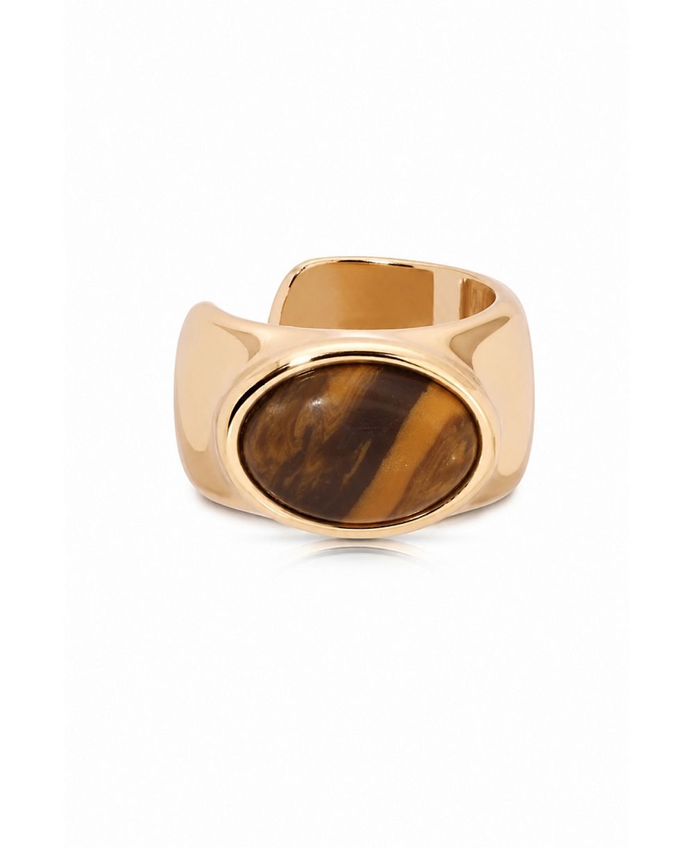 Серьги-кольца ETTIKA с тигровым глазом, позолота 18k, символ солнцестояния