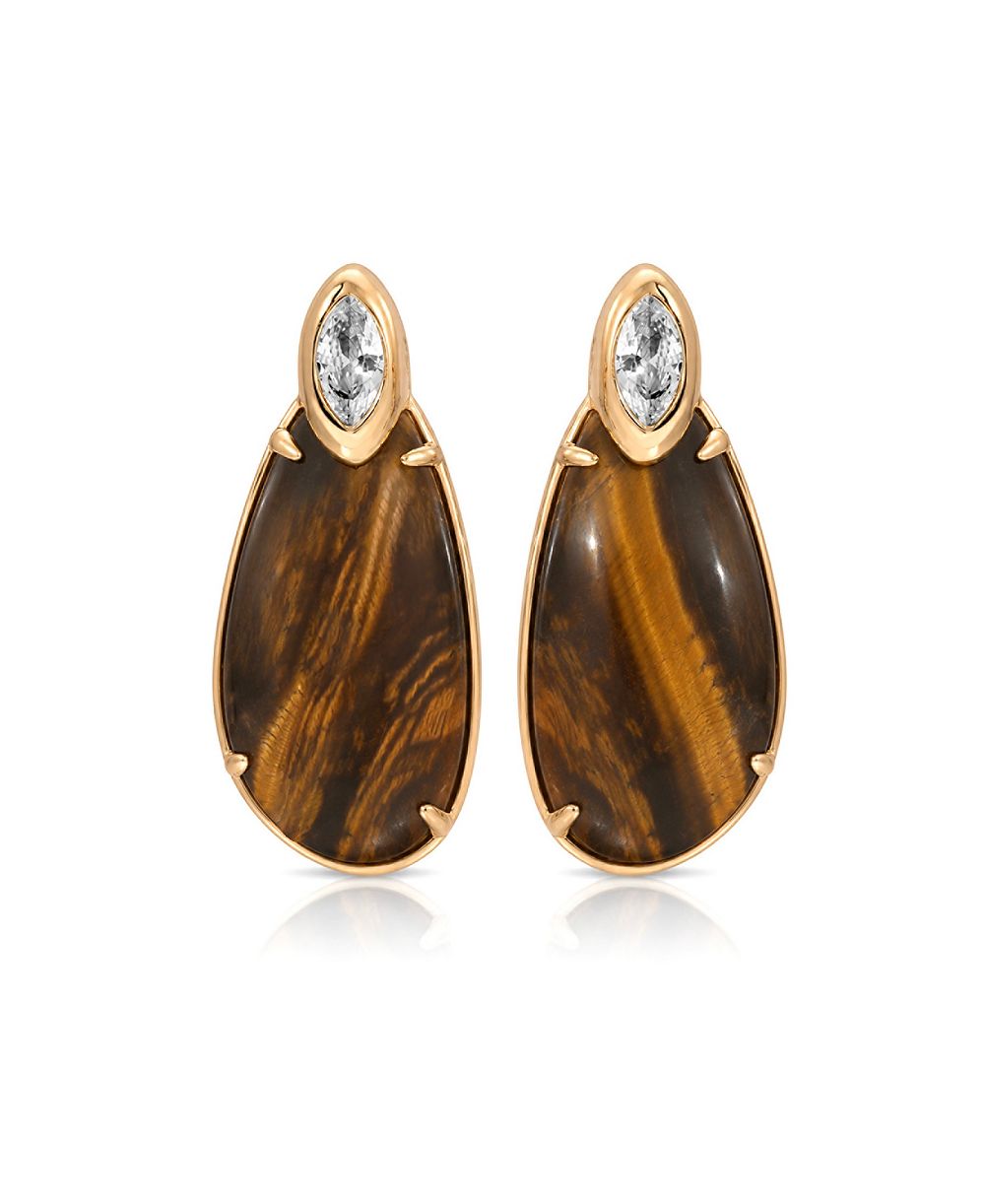 Серьги-подвески ETTIKA с крупным камнем, позолота 18k
