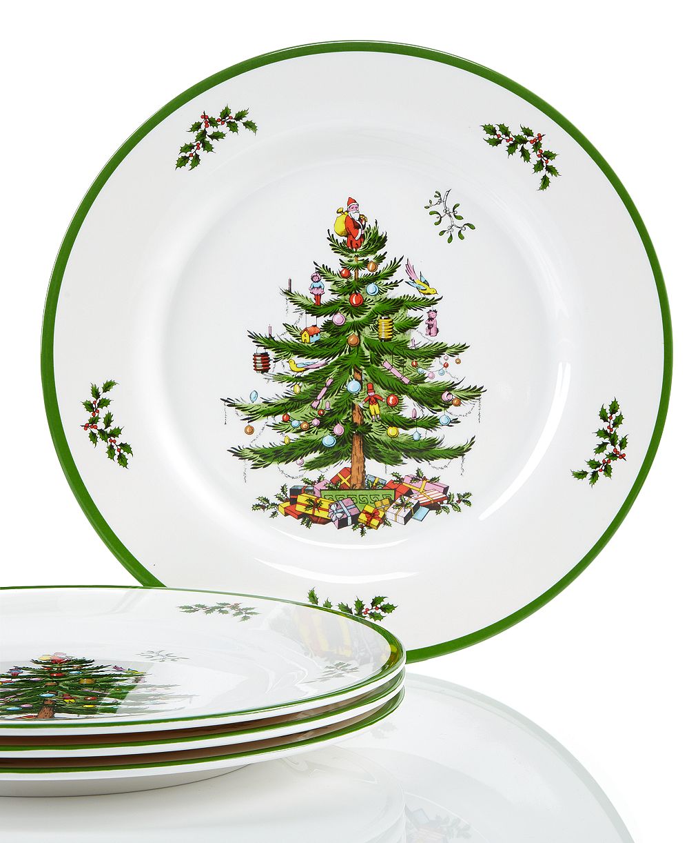 Набор из 4 меламиновых обеденных тарелок Spode Christmas Tree
