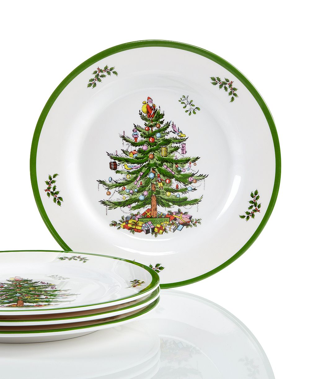 Spode салатные тарелки из меламин с принтом Christmas Tree, набор из 4 штук