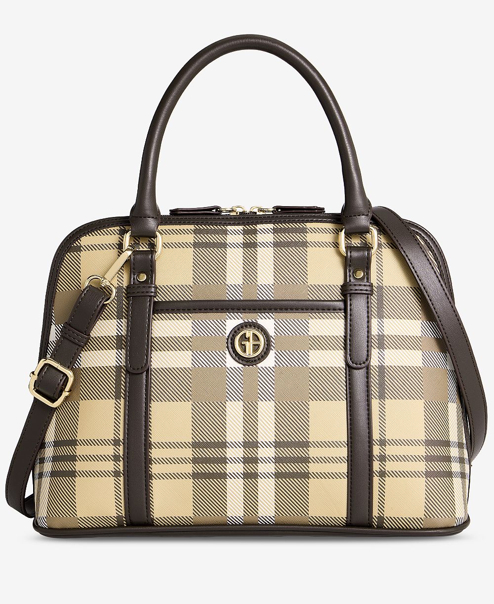 Giani Bernini Plaid Detailed Dome Satchel, Exclusively at Macy's