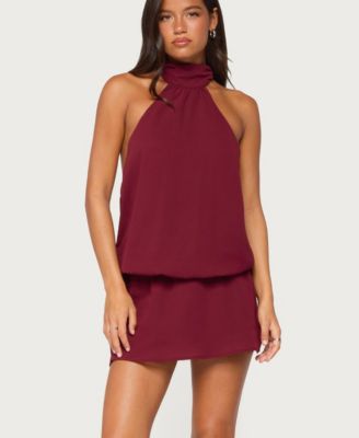 Edikted Women's Laira Halter Neck Mini Open-Back Dress