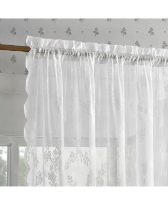 No. 918 Lillemor Vintage Floral Lace Sheer Rod Pocket Curtain Panel Pair