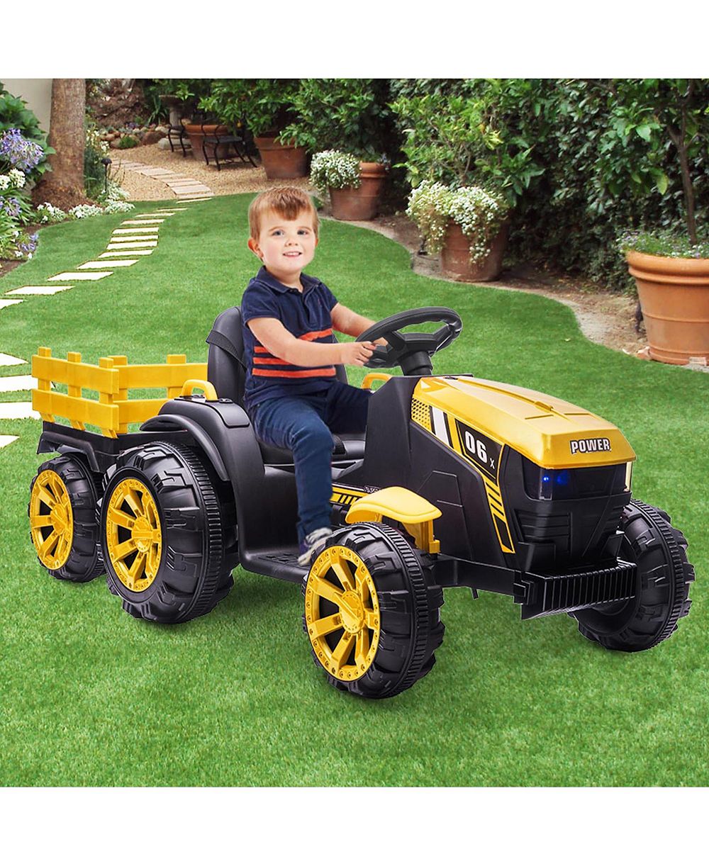 homfan Kids Ride-On Tractor 12V Battery-Powered with Detachable Trailer and Remote Control, 61" x 27" x 23", 66 lbs Capacity, Ages 3-6