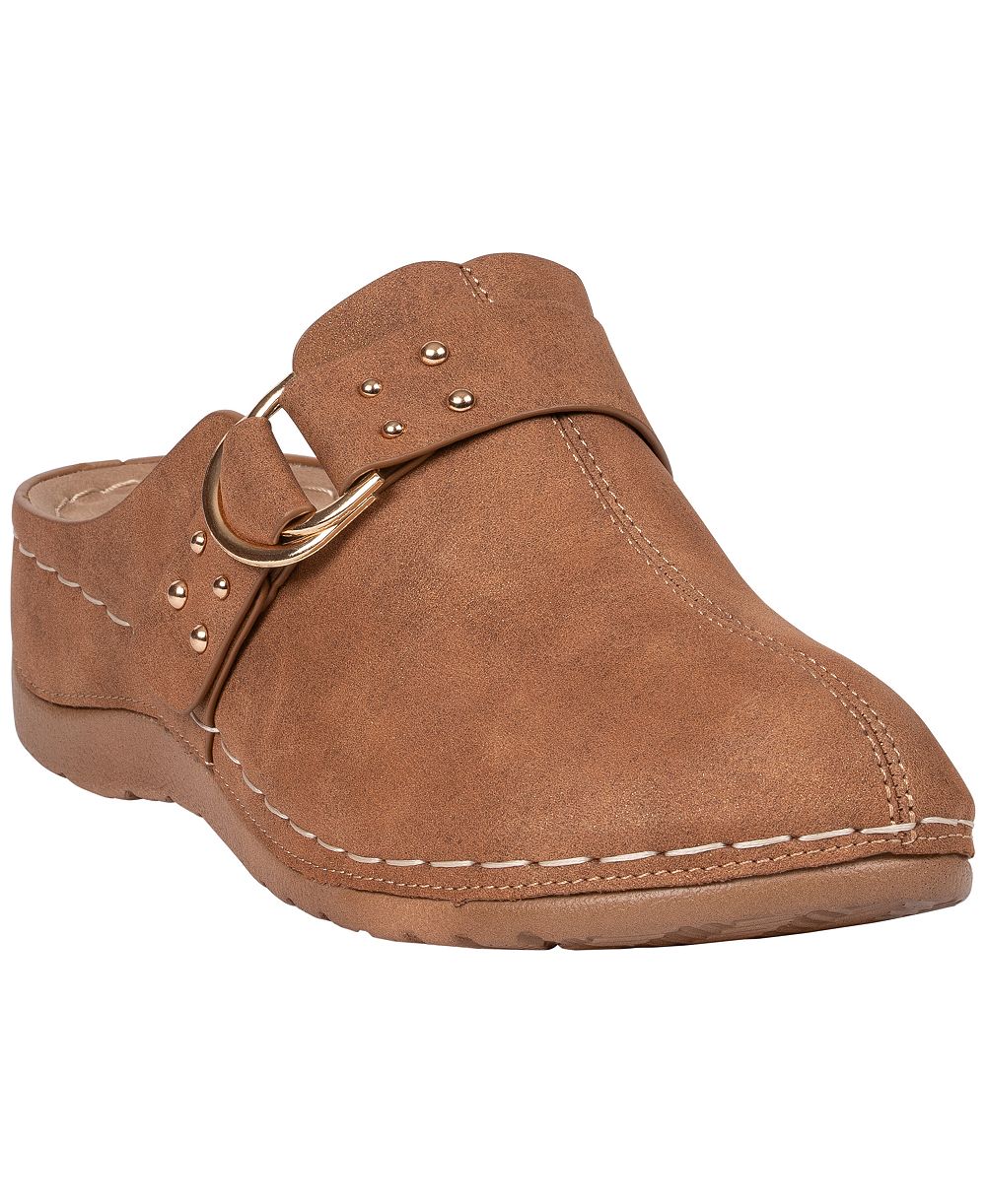 Женские туфли-мокасины GC Shoes Bliss с круглым носом, низким каблуком и декоративными заклепками