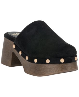 GC Shoes Women's Innis Studded Chunky-Heel Faux Suede Platform Mule Clogs