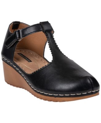 GC Shoes Women's Mondo T-Strap Wedge Mary Jane Pumps