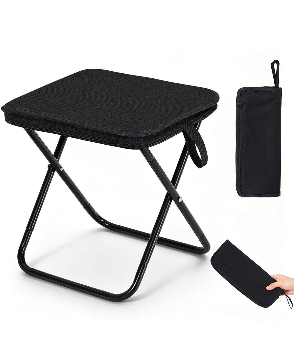 AOFAR Portable Folding Stool Collapsible Chair Adults Underarm Bag Mesh Pocket Heavy Duty