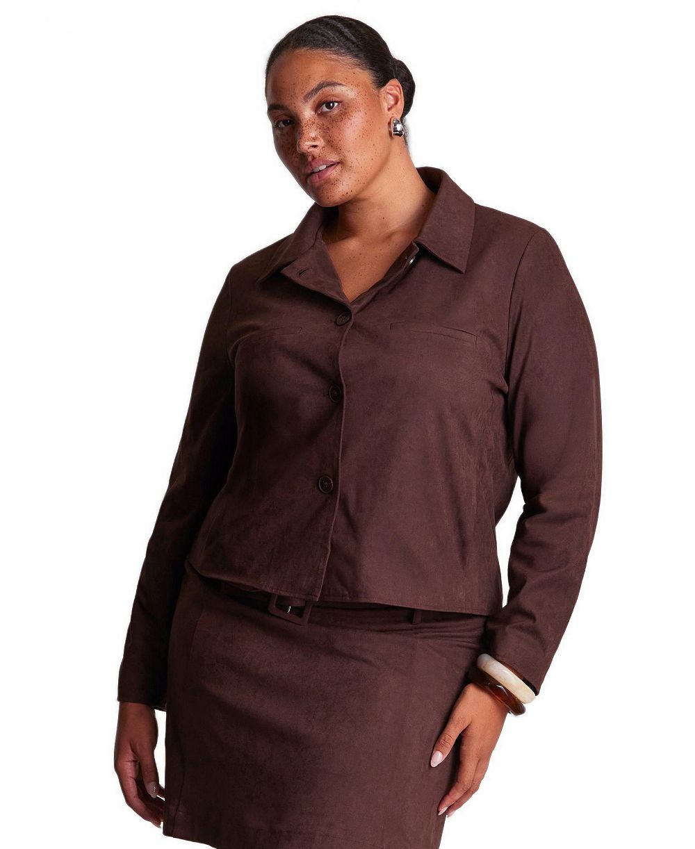 ESTELLE Plus Size Rowan Stretch Faux-Suede Jacket