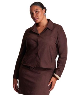 ESTELLE Plus Size Rowan Stretch Faux-Suede Jacket