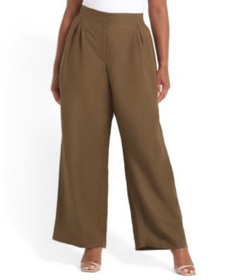 ESTELLE Women's Katrina Linen-Blend Pleated Wide-Leg Pants