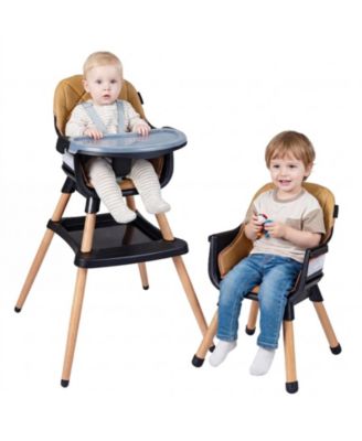 GOUUN 9-in-1 Convertible Baby High Chair with Storage Box and Wood Legs