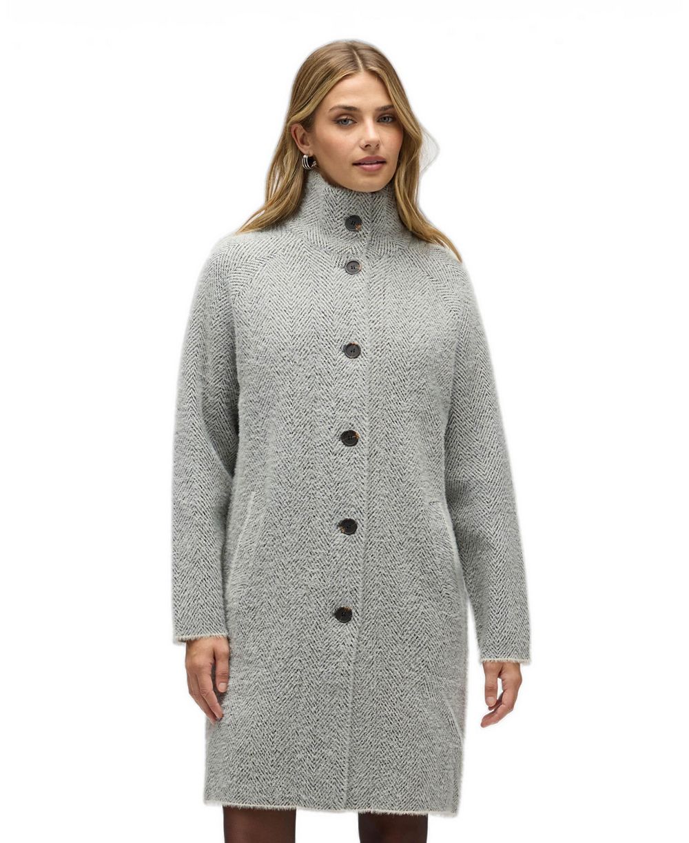 NVLT Women's Eyelash Raglan Sleeve Coatigan with Stand Collar
