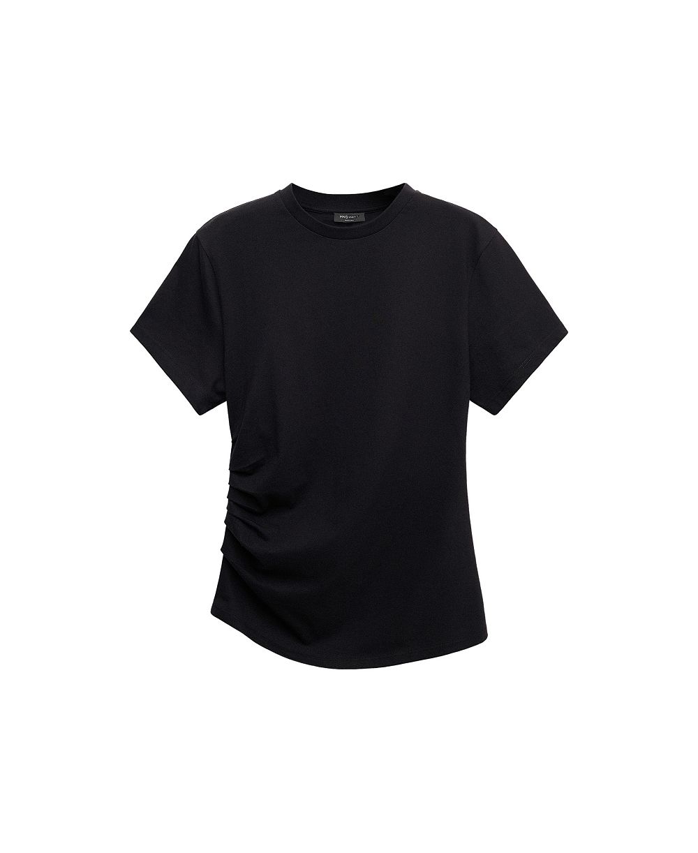 MANGO Women's Selection Crewneck Short-Sleeve Ruched T-Shirt