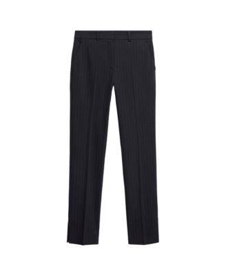 MANGO Women's Selection Pinstripe Straight-Leg Slit Trousers