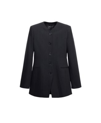 MANGO Women's Selection Pinstripe V-Neck Wool-Blend Blazer