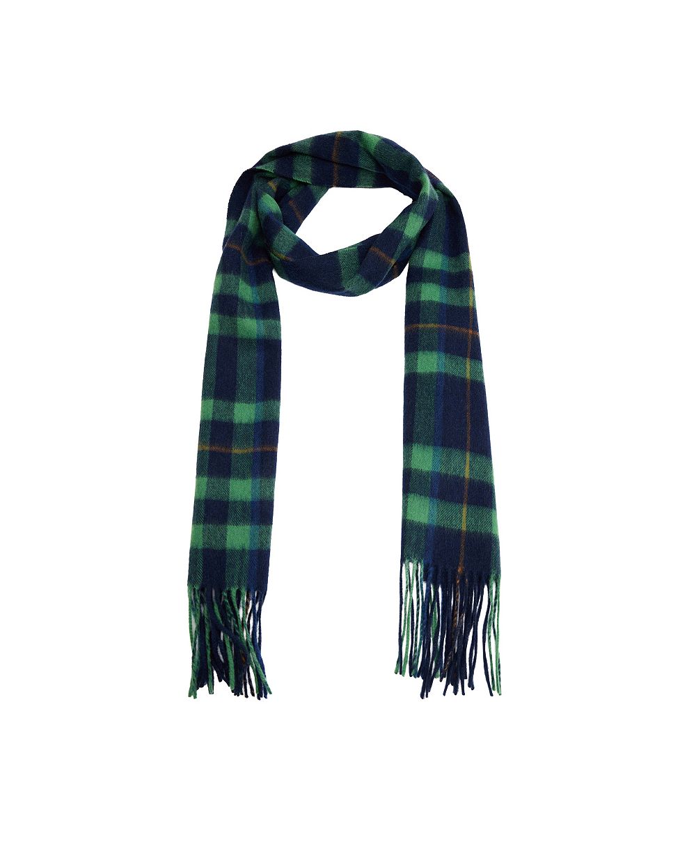 MANGO Plaid Fringed-Edge Wool Scarf, 11.81" W x 74.80" L