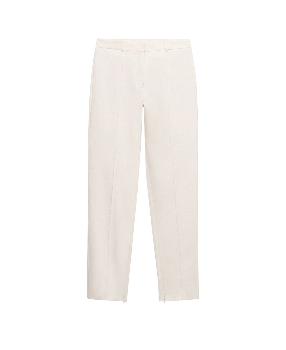MANGO Women's Selection Straight Satin Side-Slits Pants