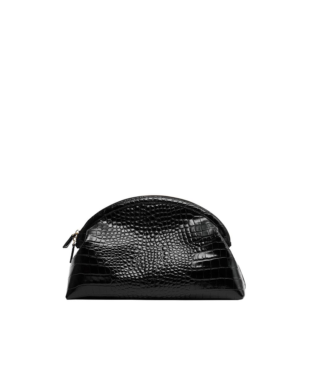 MANGO Selection Small Croc-Embossed Leather Clutch
