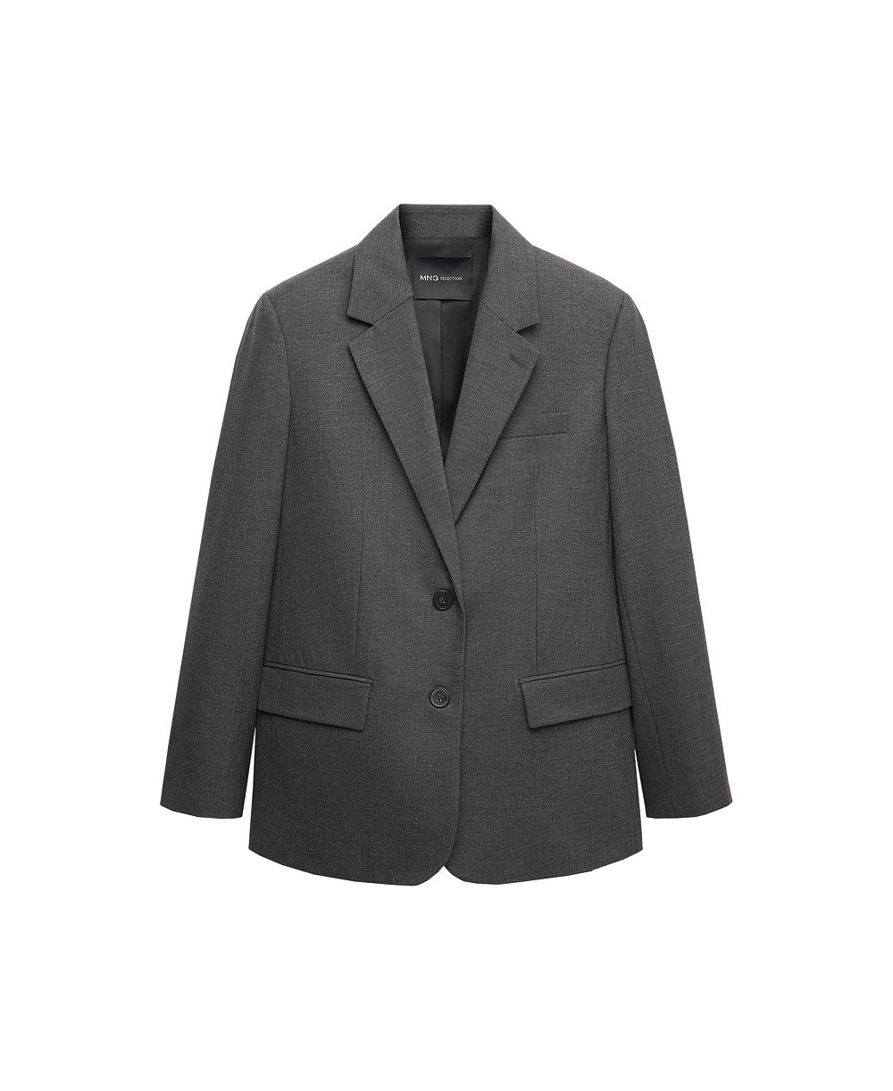 MANGO Women's Selection Wool-Blend Stretch Boyfriend Blazer