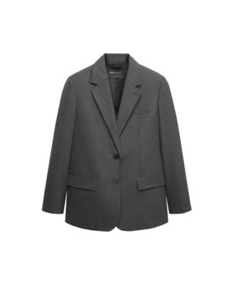 Женский блейзер MANGO Selection из шерсти с добавлением эластана, оверсайз, в стиле бойфренда