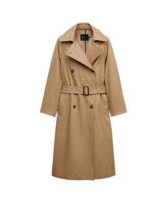 MANGO Женское длинное двубортное пальто-тренч из коллекции Selection