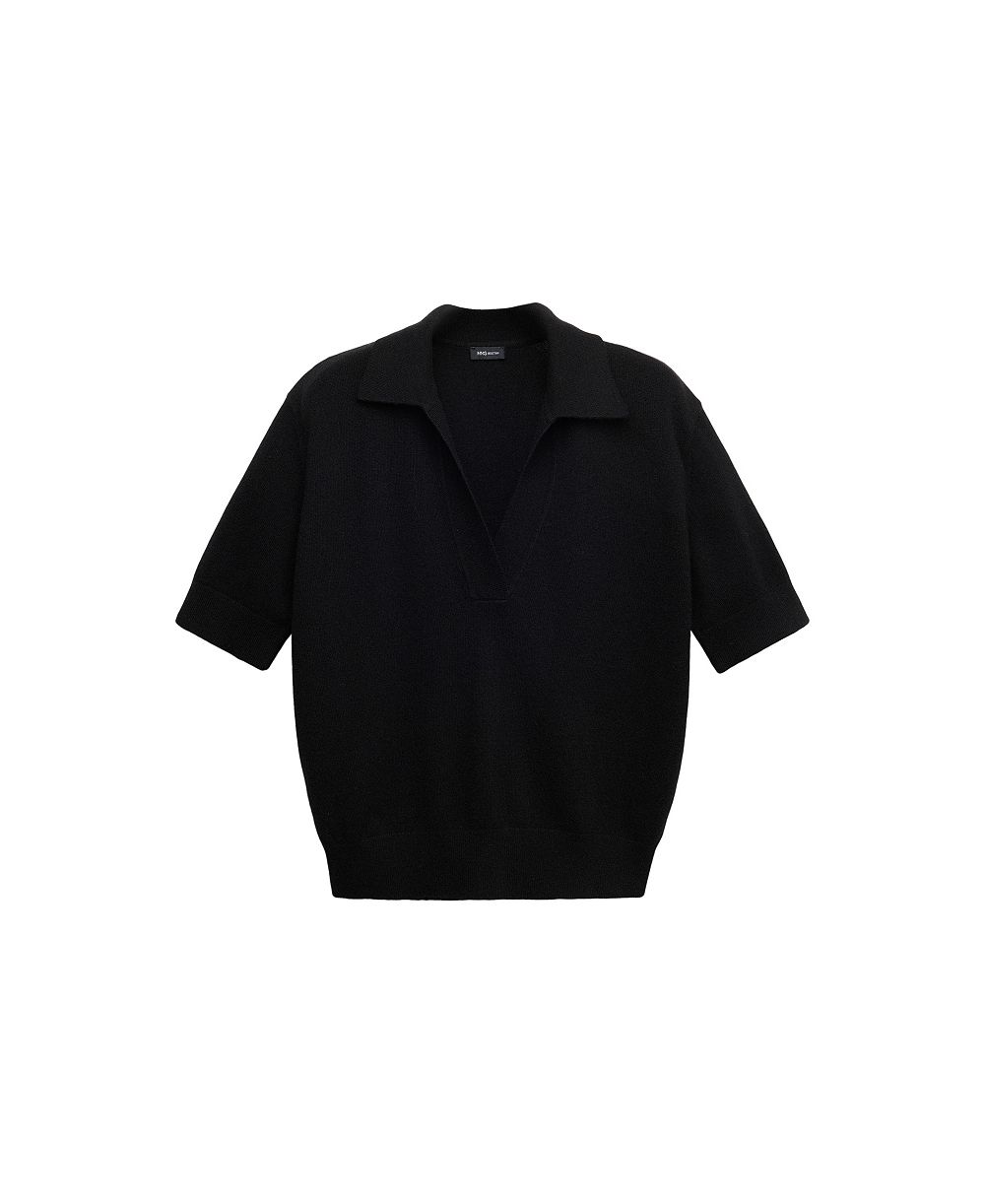 MANGO Women's Selection Polo-Collar Wool-Blend Sweater