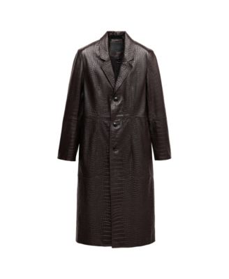 MANGO Women's Selection Croco-Effect Leather Long Coat