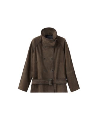 MANGO Women's Selection Oversized Belted Suede Jacket
