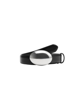 MANGO Women's Selection Leather Oval-Buckle Belt