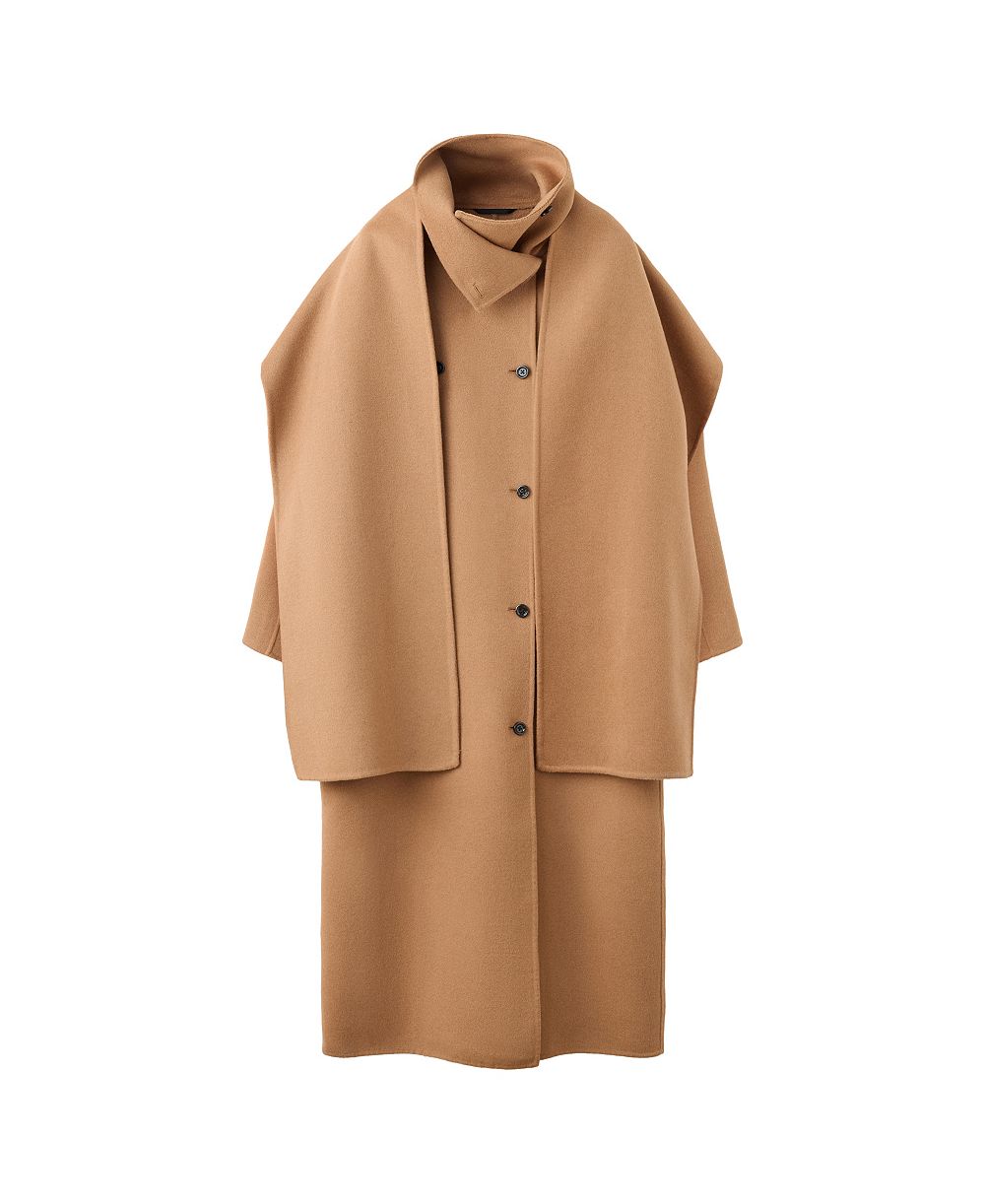 MANGO Women's Selection Wool-Blend Double-Breasted Detachable Scarf Coat