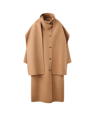 MANGO Women's Selection Wool-Blend Double-Breasted Detachable Scarf Coat