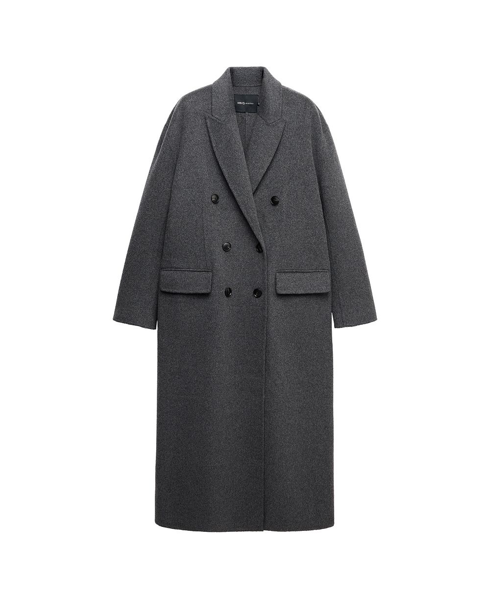 MANGO Women's Selection Wool-Cashmere Blend Long Double-Breasted Coat