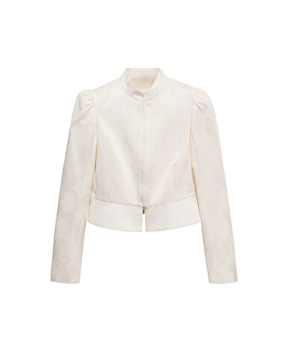 MANGO Women's Selection Slim-Fit Jacquard Band-Collar Jacket